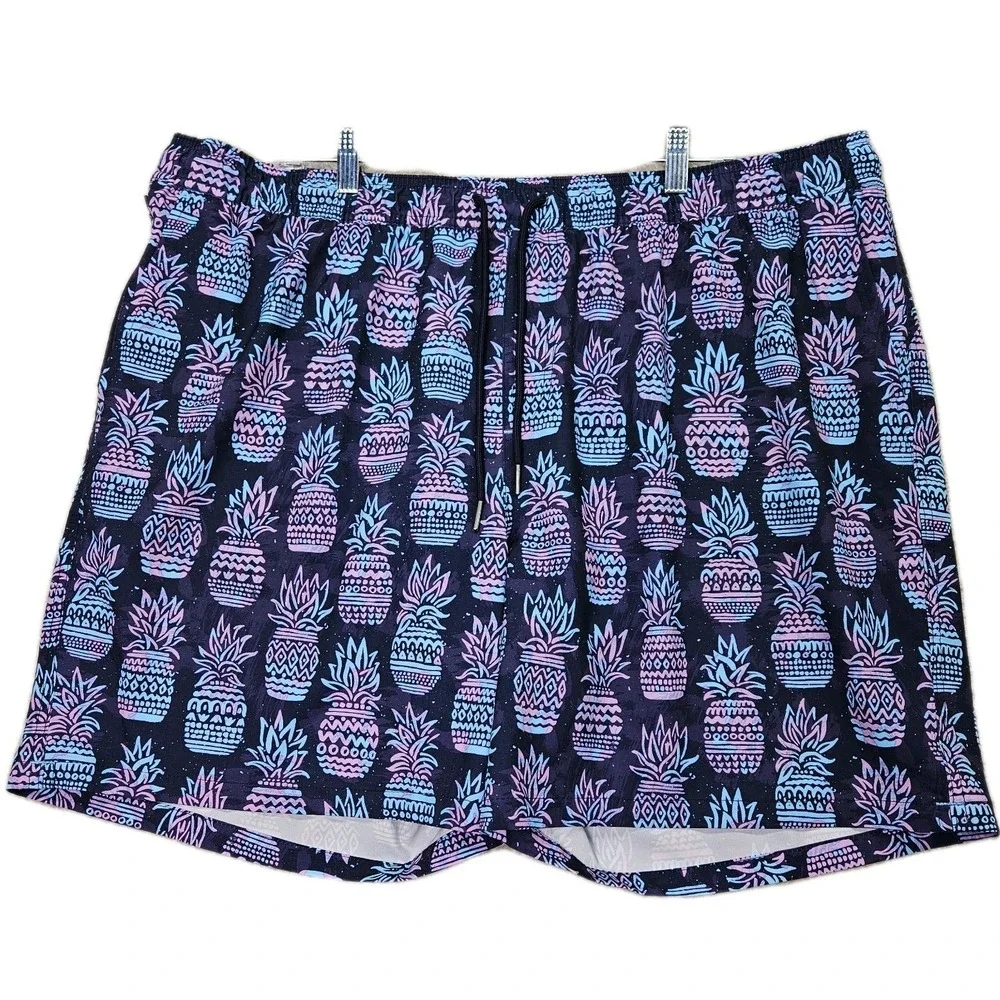 Goodfellow & Co Men's XXL‎ Swim Trunks with Liner Blue Pineapple Tropical Print